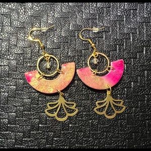 Handmade Polymer Clay Statement Earrings- Tequila Sunrise